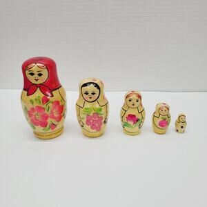 Matryoshka Wooden Nesting Russian Dolls Set Of 5